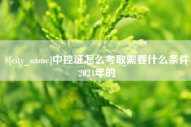 凉山中控证怎么考取需要什么条件2024年的